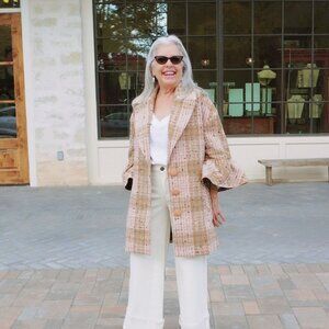 Ruffle Sleeve Plaid Coat